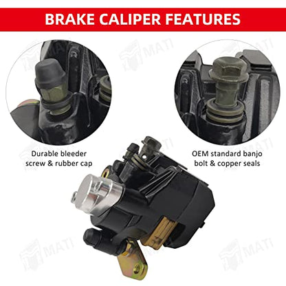 M MATI Rear Brake Caliper for Honda 400EX TRX400EX Sportrax 1999-2004 ATC200X ATC350X 1986-1987 with Parking Brake Off 43250-HN1-006 06435-HA5-671