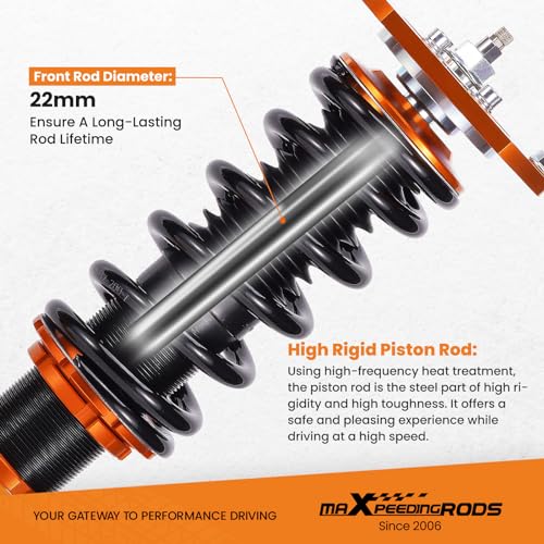 maXpeedingrods Coilovers for Chevrolet Cobalt Base/LS/LT/LTZ/Sport/SS 2005-2010, 24 Levels Damper Adjustable Coilovers Suspension Kit, Height Adjustable Shock Absorber Struts, Lowering Kit, Gold