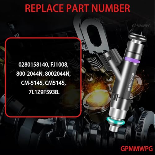 8Pcs Fuel Injectors 0280158140 FJ1008 Compatible with Ford Expedition 2007 2008, for Lincoln Navigator 2007 2008 5.4L V8 Replacement 800-2044N CM-5145 8002044N CM5145 7L1Z9F593B Set of 8