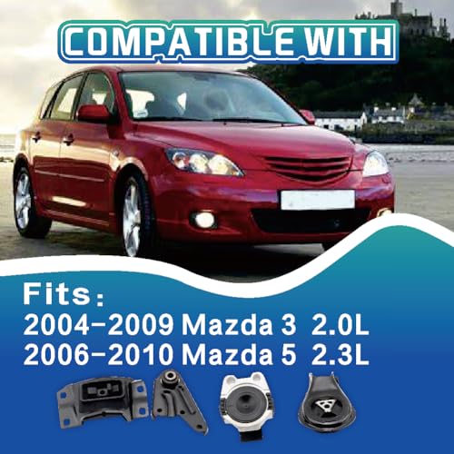 Engine Motor and Transmission Mount Kit, Compatible with 2006-2010 Mazda 5 - size: 2004-2010 Mazda 3/5 2.0L/2.3L