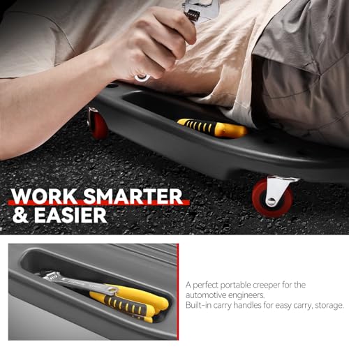 Auto Dynasty 38 in Low-Profile Under-Car Rolling Mechanic Creeper, Gray - color: Gray