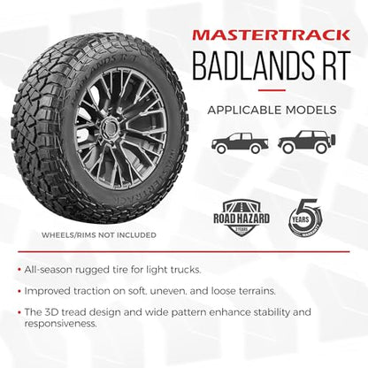 Set of 4 (Four) Mastertrack BADLANDS RT LT33X12.50R22 114Q 12PR F Tires - size: 33X12.50R22LT 12PR