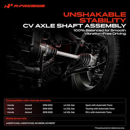 A-Premium Set of 2 Front CV Axle Shaft Assembly - style: Front Driver and Passenger Side