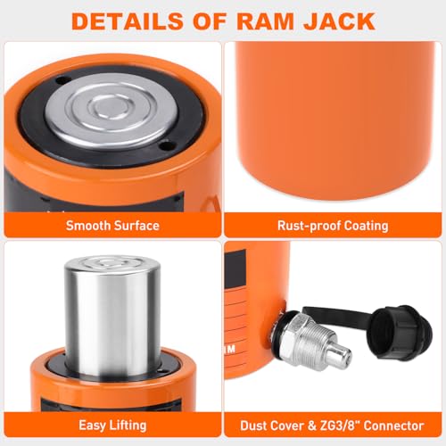 Nilight 20 Ton Hydraulic Cylinder Jack Porta Power Ram Kit with Hand Pump - size: 20T Jack + Hand pump