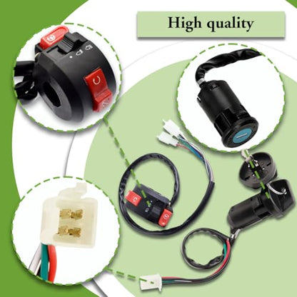 3 Function Left Starter Switch Assembly+4 Wires Ignition Switch Key with Cap Fit for 50cc 70 cc 90cc 110cc 125cc 150cc TaoTao Coolster SUNL Chinese ATV Quad 4 Wheeler Apollo Dirt Bike Scooter