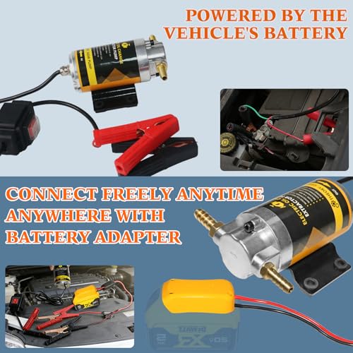 12V/24V 100W Oil Change Pump Set, Fast 1-4L/min Flow Oil Transfer Pump with Yellow Battery Adapter Compatible with DEWALT 20V/18V Battery, Fluid Transfer for Trucks, Boats, Lawnmowers - color: SET 02+Yellow battery adapter