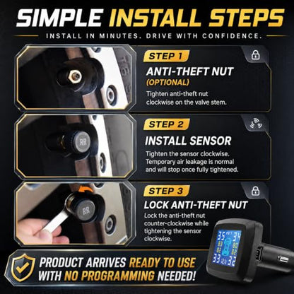 Marcala Plug-in TPMS V2.0 Tire Pressure Monitor System Set of 4 TPMS