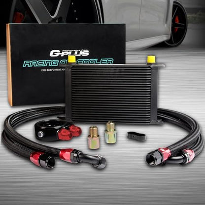 G-PLUS Universal 25 Row 10AN-AN10 Engine Transmis Sion Oil Cooler Kit - color: Black-Flat angle Style, size: 25 ROW