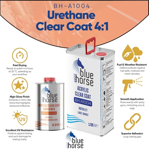BH-A1004 Clear Coat & A2004 Fast Hardener – High-Gloss Urethane Finish | Rapid Drying 2K Automotive Clear | Ideal for Low-Temp Application - color: BH-A1004 Clear Coat and BH A2004 Fast Hardener