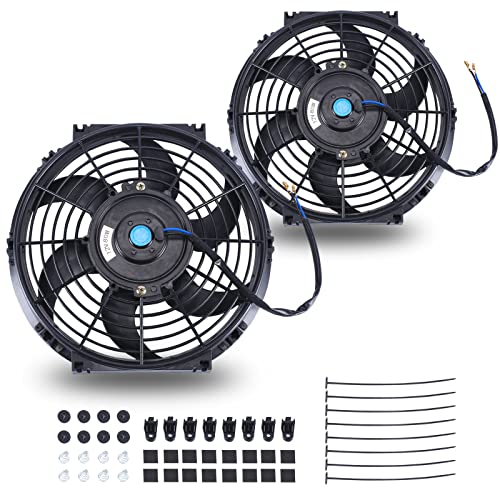 10'' Inch Slim Fan Push Pull Electric Radiator Cooling Fan Black - color: Black, size: 10 Inch-2 Pieces