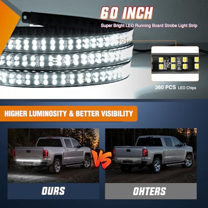Nilight 60 Inch 360 LED Tailgate Strobe Light Strip White - color: 60" Tailgte Strobe White