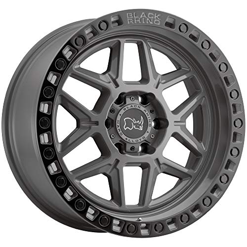 Black Rhino Kelso Custom Wheel - 17" x 9", 0 Offset, 6x139.7 Bolt Pattern, 112.1mm Hub - Battleship Gray with Black Lip and Black Bolts Rim