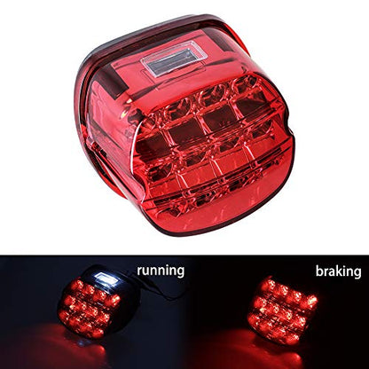 NTHREEAUTO Red LED Rear Tail Lights Motorcycle Taillights Brake Running Compatible with Harley Touring Dyna Road King Electra Glide Street Bob - color: Red