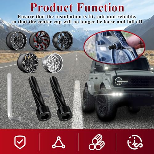 2 Pack Upgrade Fuel Wheel Center Cap Screws, with Adapter Tool - style: 2 Pcs 1002-53-B