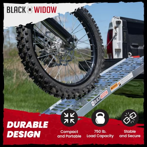 Black Widow Aluminum Single-Runner Plate Motorcycle Ramp, 750 lb, 7 Ft 5 in - size: Single.