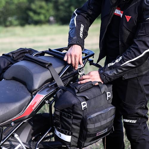 Rhinowalk Waterproof Motorcycle Saddlebags Luggage Bags 20L Quick Release for Adventure & Sport Bikes, Black (1 Pack) - size: 20L
