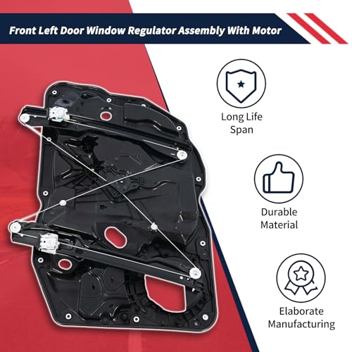 95854246101 Front Left Side Window Regulator Assembly With Motor Compatible with Porsche Cayenne 958 2011-2018 3.0L 3.6L 4.8L Power Window Actuator Replace 95854246102, 95862480100, 8K0959801B
