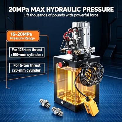 15 Quart Double Acting Hydraulic Power Unit, 12V DC, 3200 PSI - color: Double Acting, size: 15 Quart