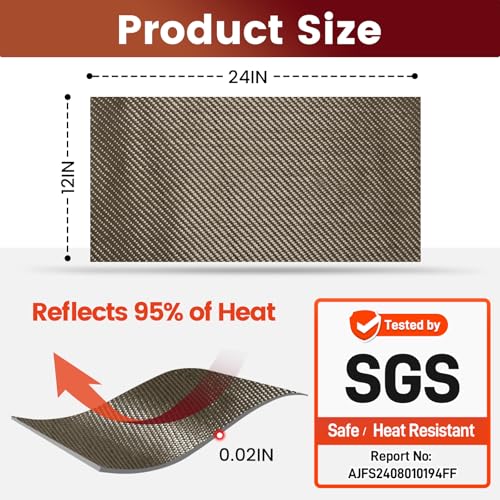 Aluminum Adhesive Heat Shield Wrap for Automotive, 24x12 in, Brown - color: Brown, size: 24" x 12"