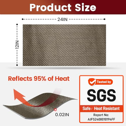 Aluminum Adhesive Heat Shield Wrap for Automotive, 24x12 in, Brown - color: Brown, size: 24" x 12"
