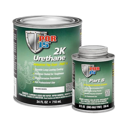 POR-15 2K Urethane - Gloss White - 32 FL OZ - Two Part Industrial Top Coat | Durable Long-Lasting Coating | Hammer Tough Finish - color: Gloss White, size: 32 Fl Oz (Pack of 1)