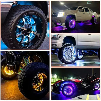 17.5" Double Row LED Wheel Ring Lights, App Control, 92 Modes, Brake Turn