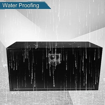 36"X18"X18" Underbody Steel Truck Box Black Heavy Duty Steel Trailer ToolBox Pick Up Truck Tool Box Storage Organizer w/Lock & Keys - size: 36"x18"x18"