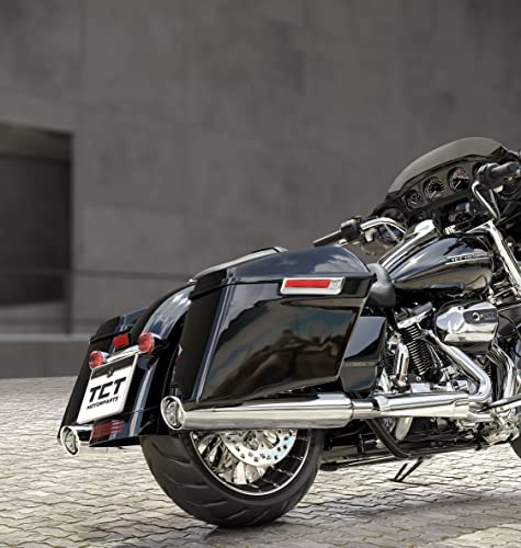 TCT-MOTORPARTS 4" Stretched Hard Saddlebags w/Lid Latch Keys Fit for Harley Touring Road King Street Electra Road Glide CVO 2014-2024 - color: Vivid Black w/ Chrome Latches
