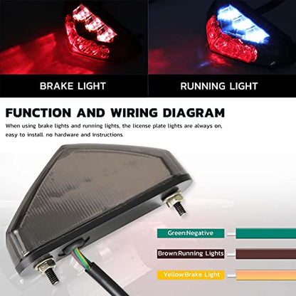 Motorcycle Led Brake Tail light License Plate Light 12V Universal Motorcycle Stop Running Lights for Quad ATV Dirt Bike Custom Chopper Street Bike - color: Smoke Lens#2