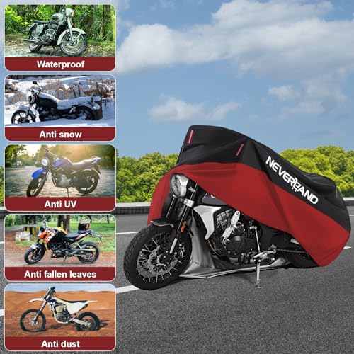 NEVERLAND Motorcycle Cover 300D Waterproof Outdoor All Weather Protectio - size: XL