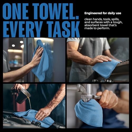 Utopia Cotton Shop Towels, 100 Pack, 12x14 Cleaning Rags, Blue - color: Blue