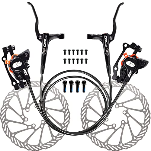 CNC MTB Hydraulic Disc Brake Set，Mountain Bike Hydraulic Disc Brakes Right Front 800mm Left Rear 1450mm Hydraulic Brake，Black - color: Set-Black