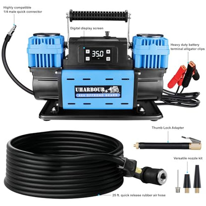 Uharbour 12V 10.6 CFM Auto Stop Air Compressor, Digital LCD - style: 350 L/Min Digital with auto shut off