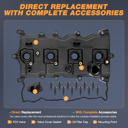 Nilight Engine Valve Cover with Gasket, Replace# 13264JA00A 13270JA00A - size: for Nissan Altima 2007-2013, Sentra 2007-2012