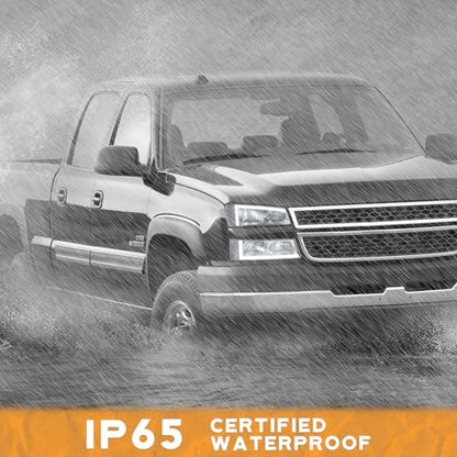WEELMOTO LED Headlights Assembly for 2003-2007 Chevy Silverado - color: Chrome | LED Bar (White Light) | Clear Reflector