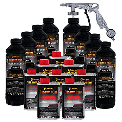 Custom Coat Black Urethane Spray-On Truck Bed Liner Kit with Gun, 2 Gallon - color: Black, size: 2 Gallon Kit with Gun