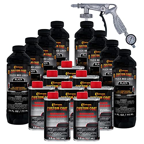 Custom Coat Black Urethane Spray-On Truck Bed Liner Kit with Gun, 2 Gallon - color: Black, size: 2 Gallon Kit with Gun