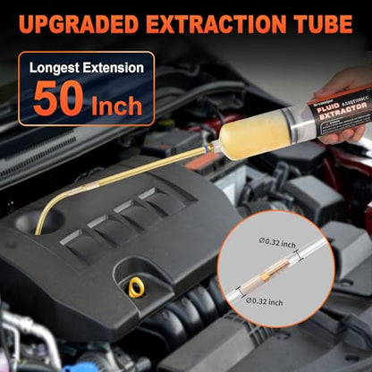 H-veenjor 500 CC Oil Change Syringe with Extra 32" Soft Hose & Two 9" Tubes - size: 500 CC
