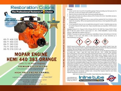 Inline Tube Compatible with 1965-1971 Mopar Dodge Plymouth High Temp HEMI 440 383 Orange Engine Spray Paint 1pc