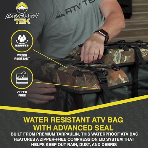 ATV Tek Arch Series Storage Bag – Heavy Duty Waterproof ATV Storage Bag with Steel Frame, 4000cu Cargo Capacity and Padded Bottom Seat & Backrest for Passenger - color: Black