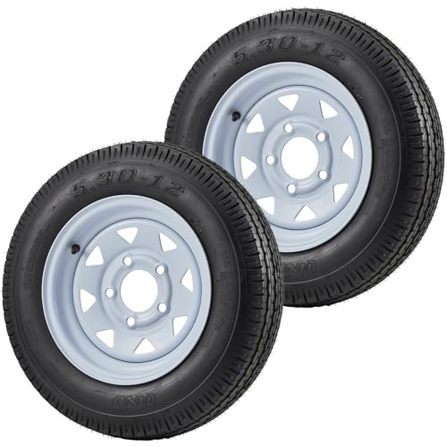 5.30-12 5.30x12 530-12 5.30-12 Trailer Tires with 12 in Rims, 5 Lug on 4.5", Load Range C, 6PR (530 12 with 5 lug) - size: 5.30-12, style: 5 lug on 4.5"