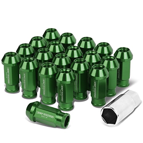 Auto Dynasty 20-Piece M12 x 1.5 Extended Aluminum Alloy Wheel Lug Nuts+Adapter Key (Green) - color: Green