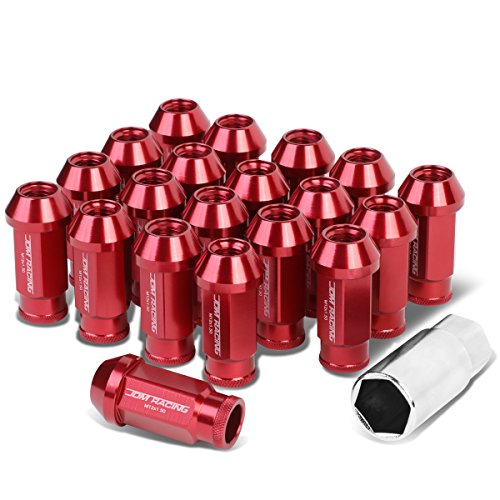 Auto Dynasty 20-Piece M12 x 1.5 Extended Aluminum Alloy Wheel Lug Nuts+Adapter Key (Red) - color: Red