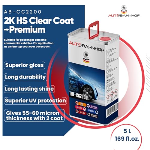 AB-CC2200 2K HS Clear Coat Premium & AB-HD1100 2K UV HS Hardener Fast (Kit) – High-Gloss Automotive Clear Coat | Fast-Drying & Fuel-Resistant | Ideal for Collision Repair - color: 2K HS Clear Coat Premium & 2K UV HS Fast Hardener