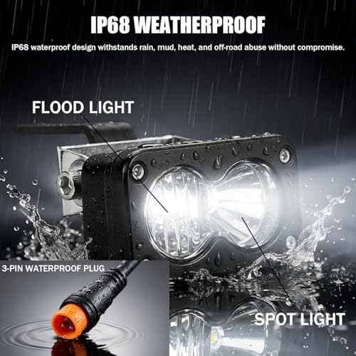 LED Headlight Upgrade Kit Applicable to Ridstar Q20 Q20 Lite Q20 Pro & Electric Bicycle, 20W 6000-6500K High Low Beam with Mount Bracket, 3 Pin Plug and Play