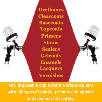 Disposable Paint Cup 20 Ounce (600 ml) Kit - 20 Paint Mixing Cups Liner, 20 Filter Lids, 2 Spray Gun Adapters, 5 Sealing Plugs, 1 Hard Cup，1 Sealing Ring, 1 Stirrer, for Car & DIY Painting