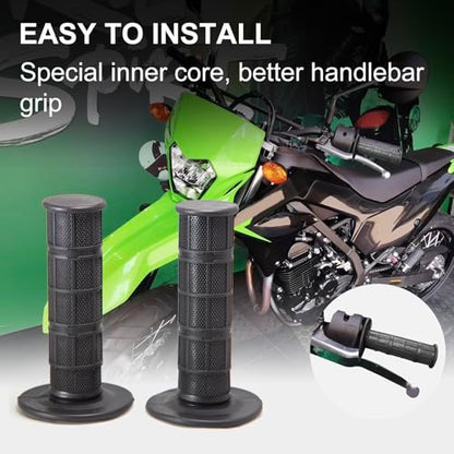 Chiallco 7/8" Motorcycle Hand Grips Dirt Bike Grips for CRF YZF WRF KXF KLX Pit-Bike, Soft Rubber Hand Handlebar Grip,Black - color: Black
