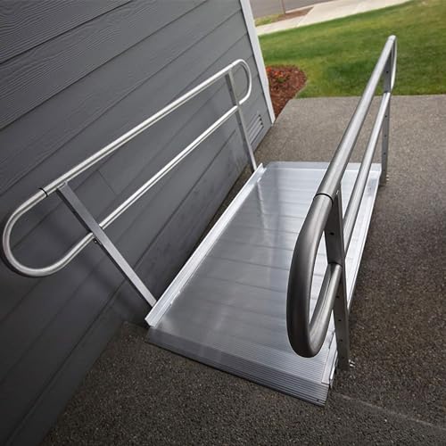 EZ-ACCESS - Portable Wheelchair Ramp and Aluminum Ramp with Handrails - Heavy Duty Mobility Device, Handicap Ramp with Solid Surface for Steps, Home Access & Vehicle Transport - 3G 3-Foot - size: 36 Inch (Pack of 1), style: Ramp + two-line rail