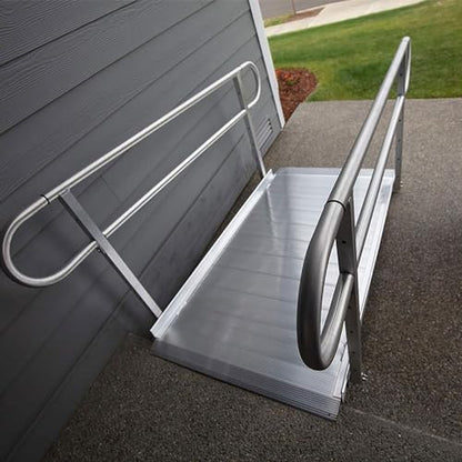 EZ-ACCESS - Portable Wheelchair Ramp and Aluminum Ramp with Handrails - Heavy Duty Mobility Device, Handicap Ramp with Solid Surface for Steps, Home Access & Vehicle Transport - 3G 3-Foot - size: 36 Inch (Pack of 1), style: Ramp + two-line rail