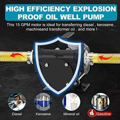 Fuel Transfer Pump YOHOME DC 12V Heavy-duty Cast Iron Gasoline Transfer Pump, 15GPM, Overheating Stability, Built-in Bypass Gas Pump Applicable To Gasoline, Diesel, Kerosene - style: 12V 15GPM Gasoline